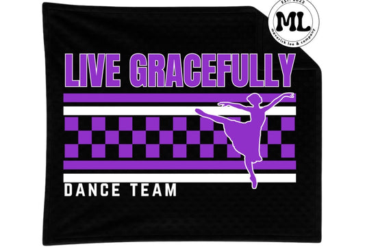 Live Gracefully Dance Team checkered blanket