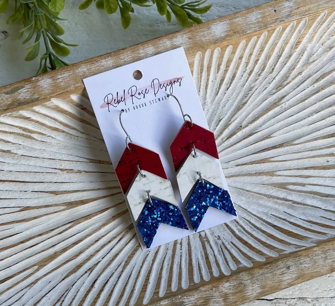 Cork/leather/wood earring collection