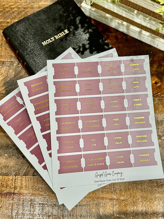 Gold Foil Dusty Rose Matte Bible Tabs - Christian Bible Tabs - Christian Gift - Books Of The Bible Tabs - Bible Accessories - Bible Tabs