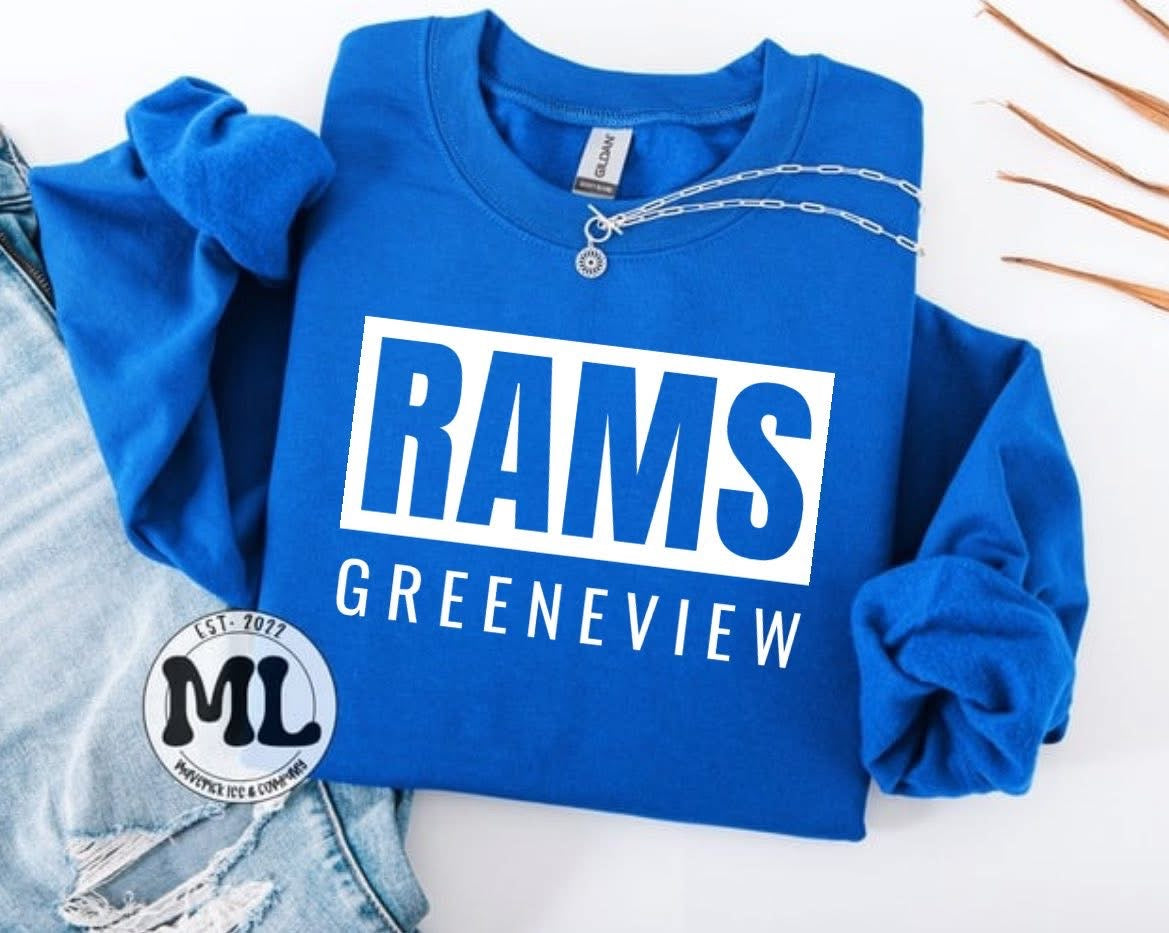 Greeneview Rams - white transparent + school