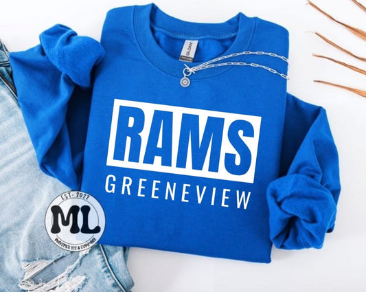 Greeneview Rams - white transparent + school