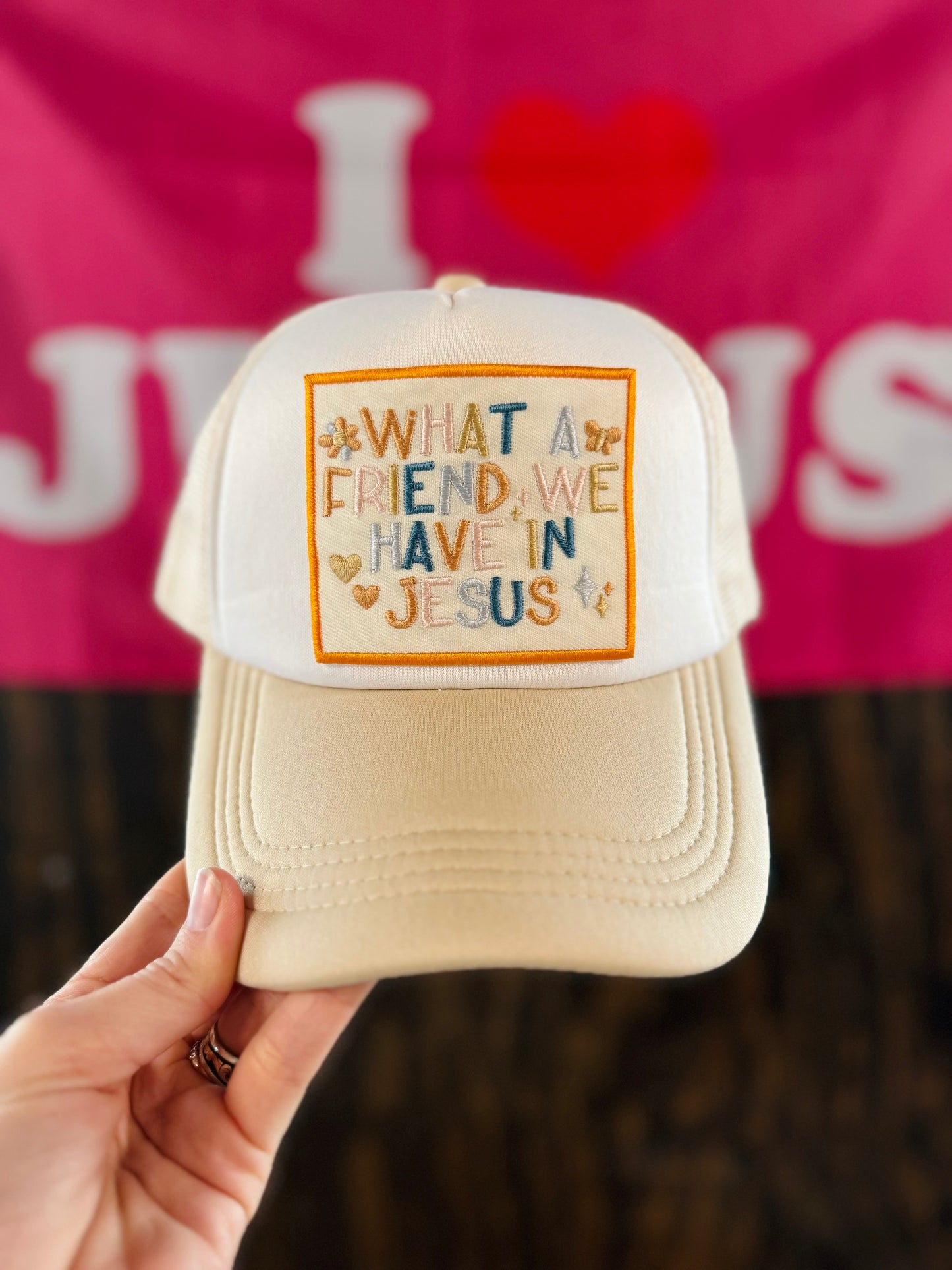 What A Friend We Have In Jesus Patch Trucker Hat