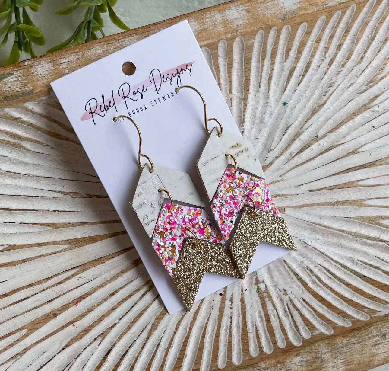 Cork/leather/wood earring collection