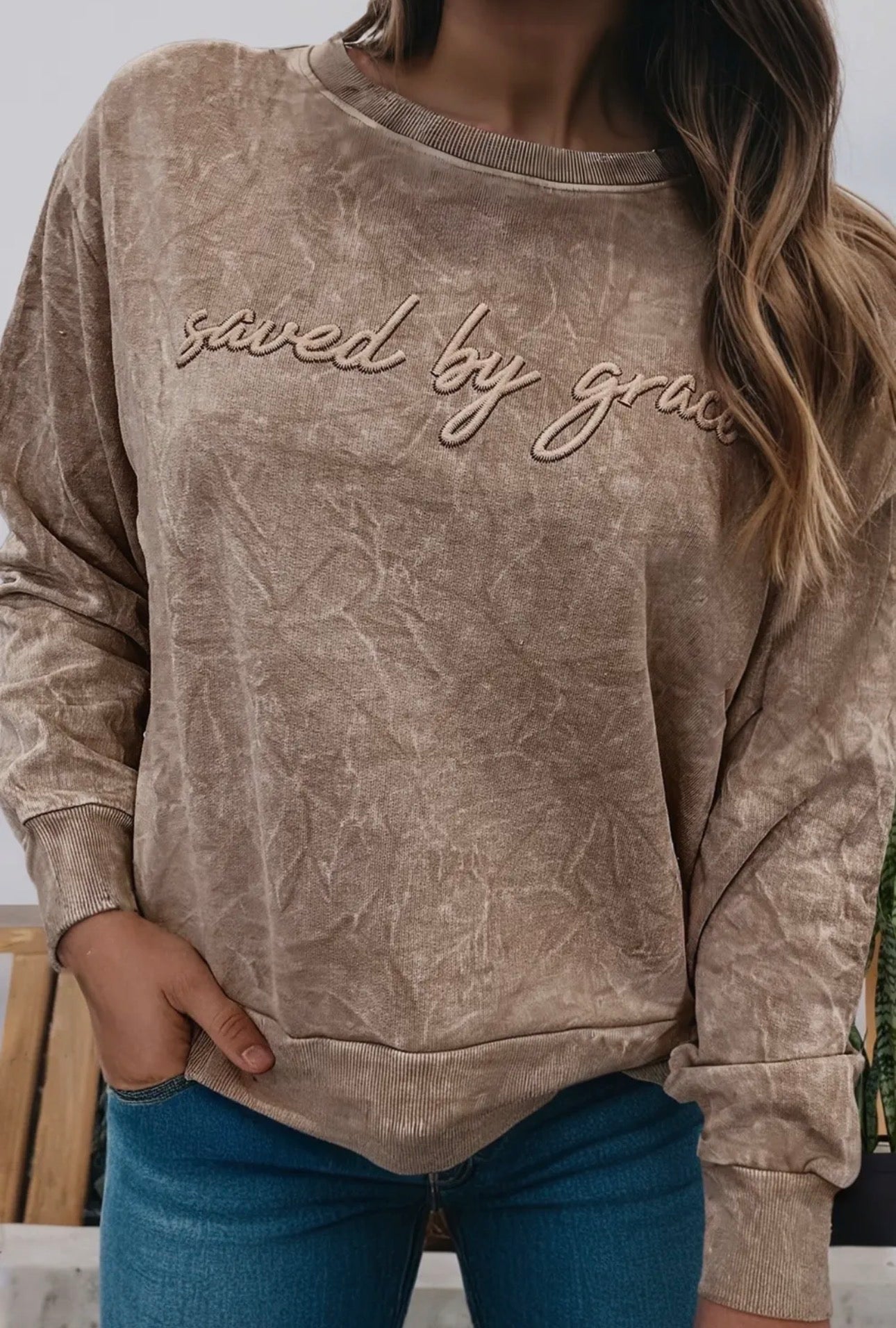 Western Apparel Embroidered Mineral Wash Sweatshirt