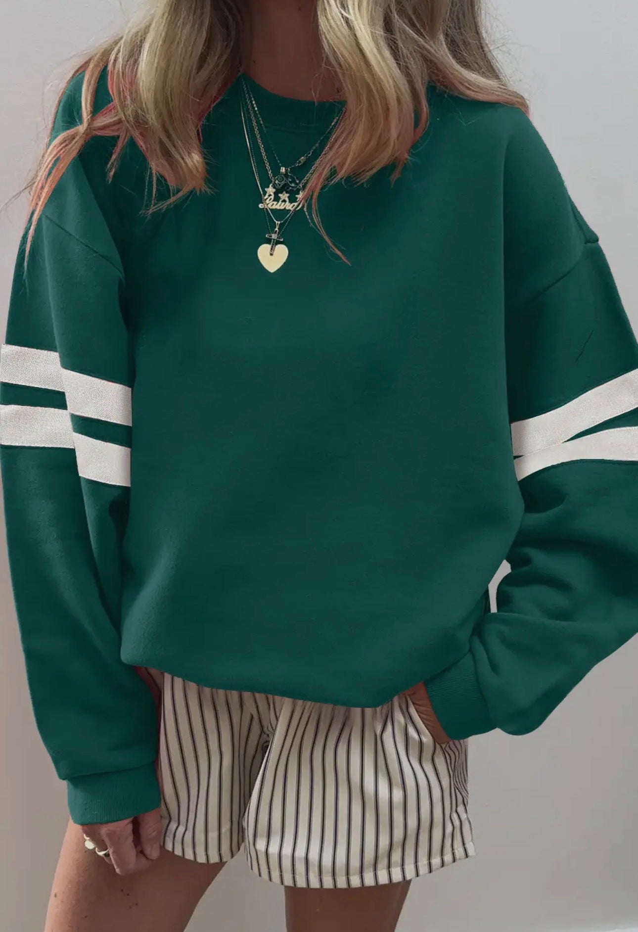 Varsity Striped Drop Shoulder Oversized Sweatshirt