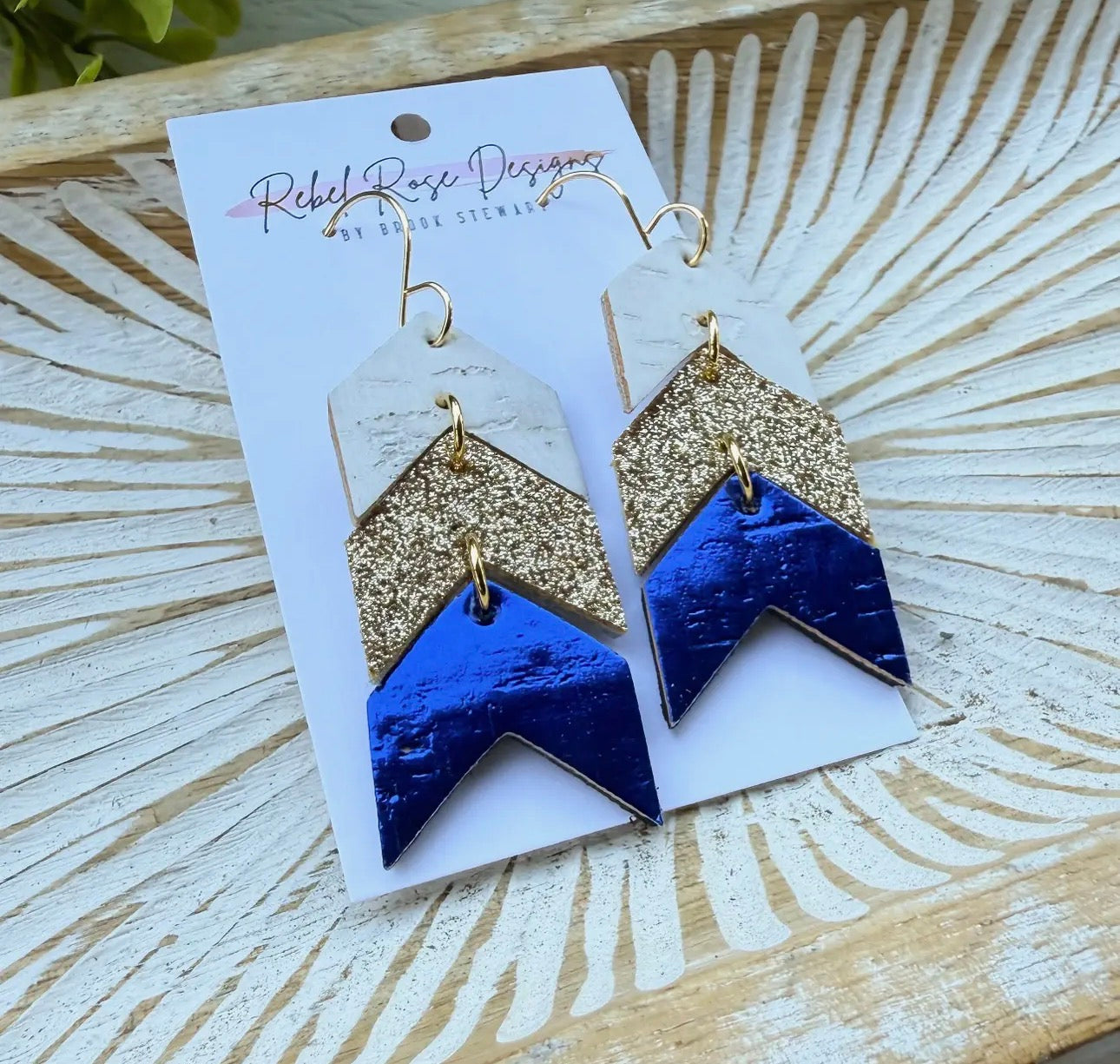 Cork/leather/wood earring collection