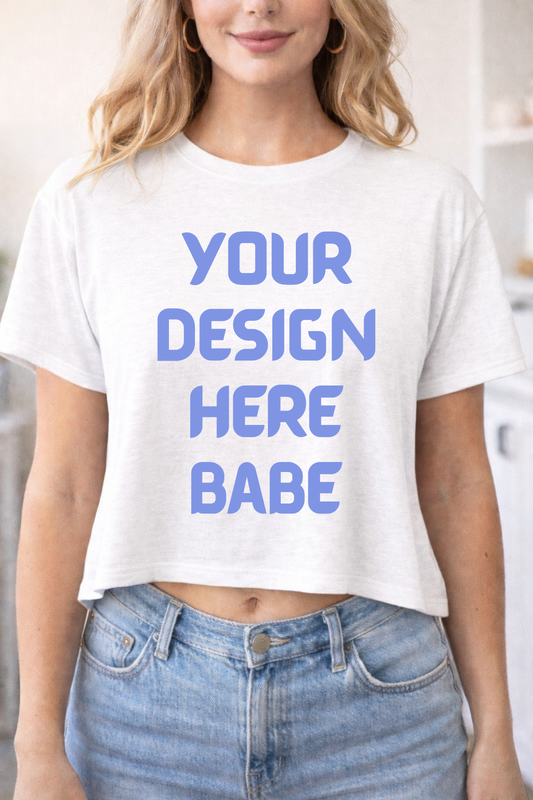 Mock up - Bella & Canvas white flowy crop top