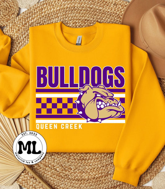 Queen Creek bulldogs checkered purple
