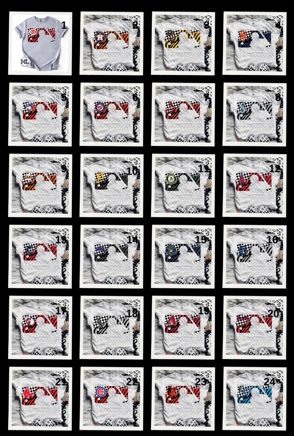 Zebra and checkered baseball collection
