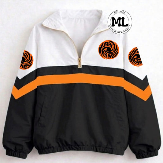 Quarter zip - Wilmington - black with orange stripe