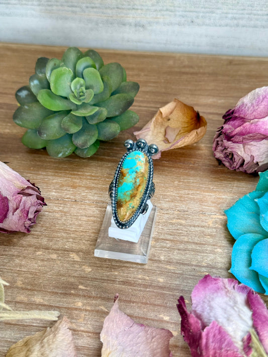 MJ Turquoise Ring – Sterling Silver Adjustable Band