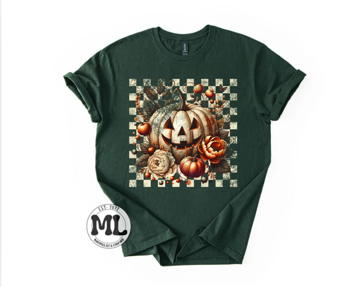 Checkered distressed pumpkin