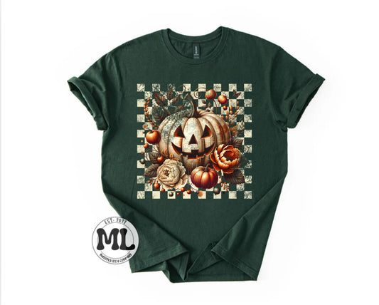 Checkered distressed pumpkin