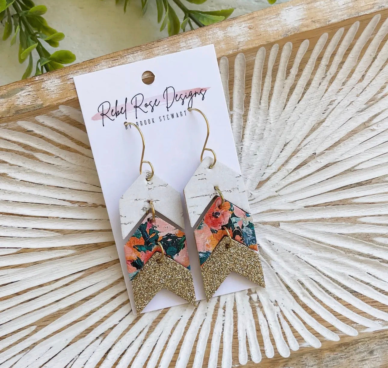 Cork/leather/wood earring collection