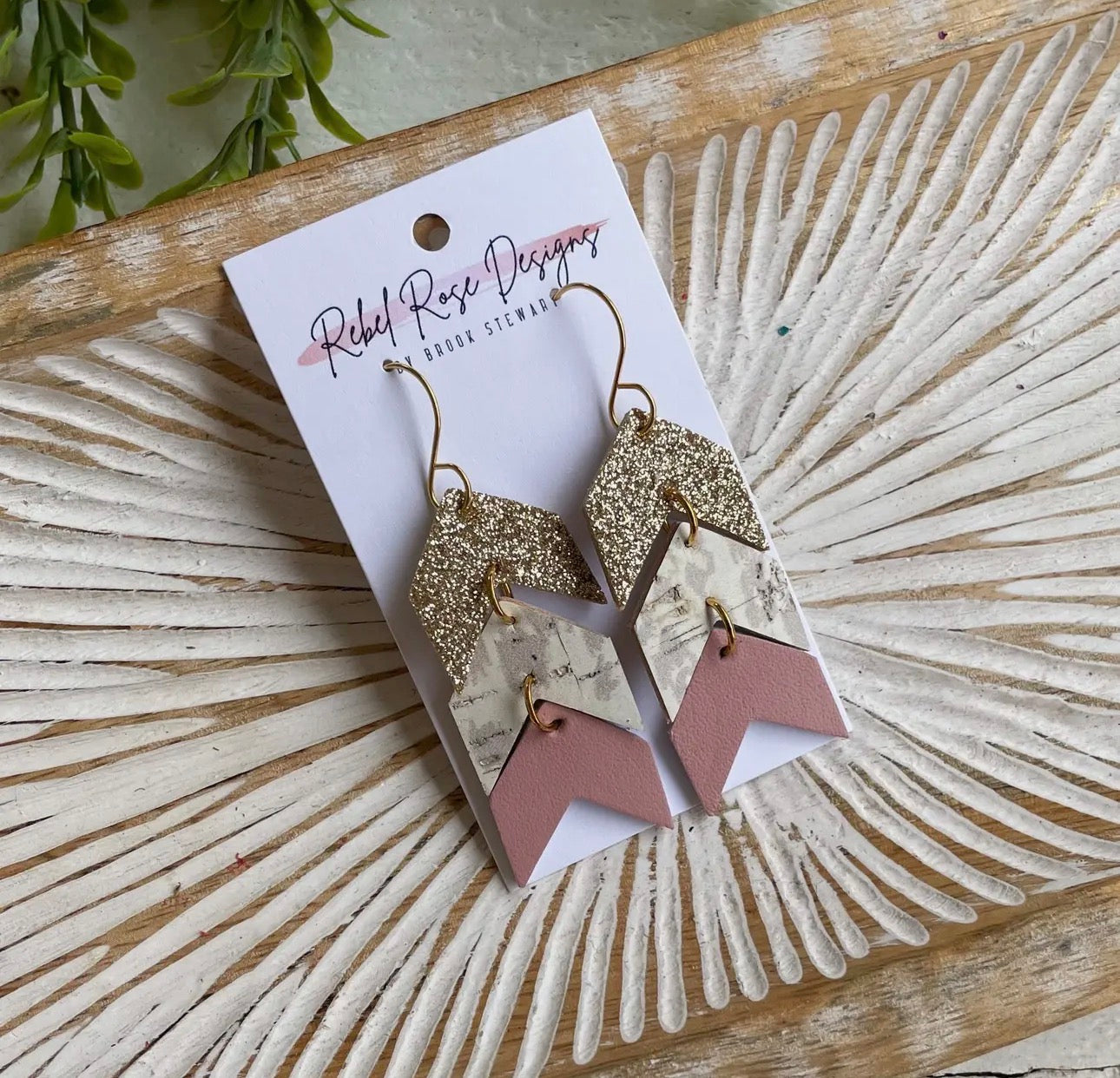 Cork/leather/wood earring collection