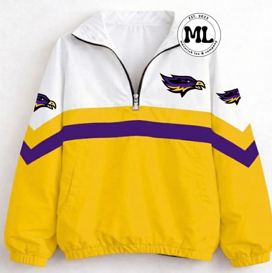 Quarter zip - Bellbrook - yellow bottom with purple stripe