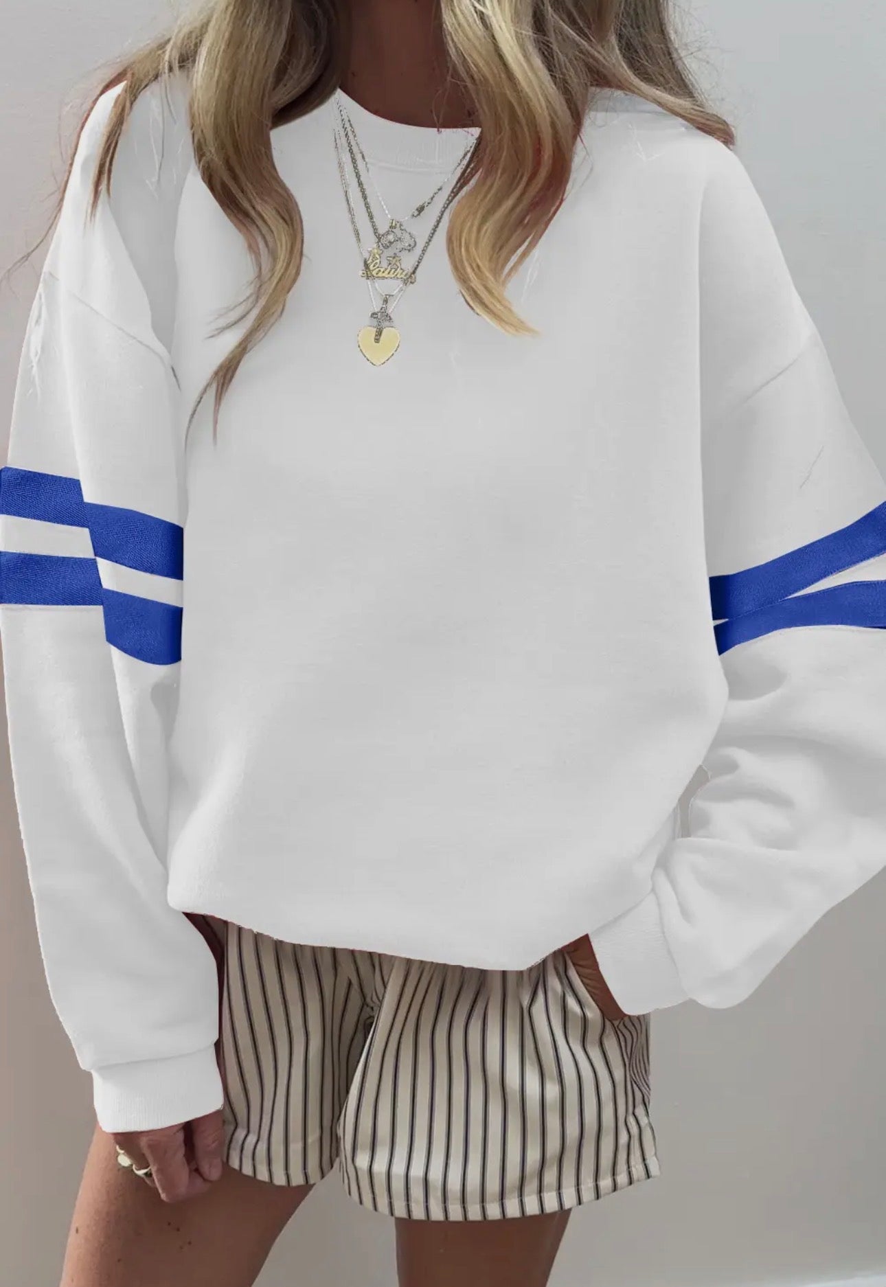 Varsity Striped Drop Shoulder Oversized Sweatshirt