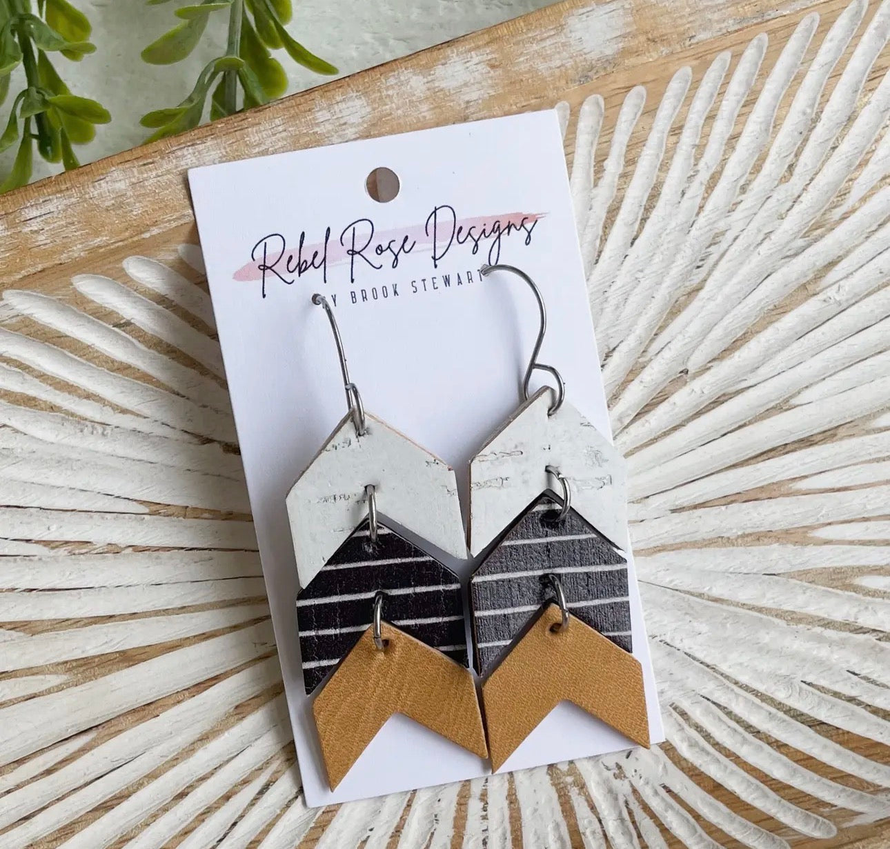 Cork/leather/wood earring collection