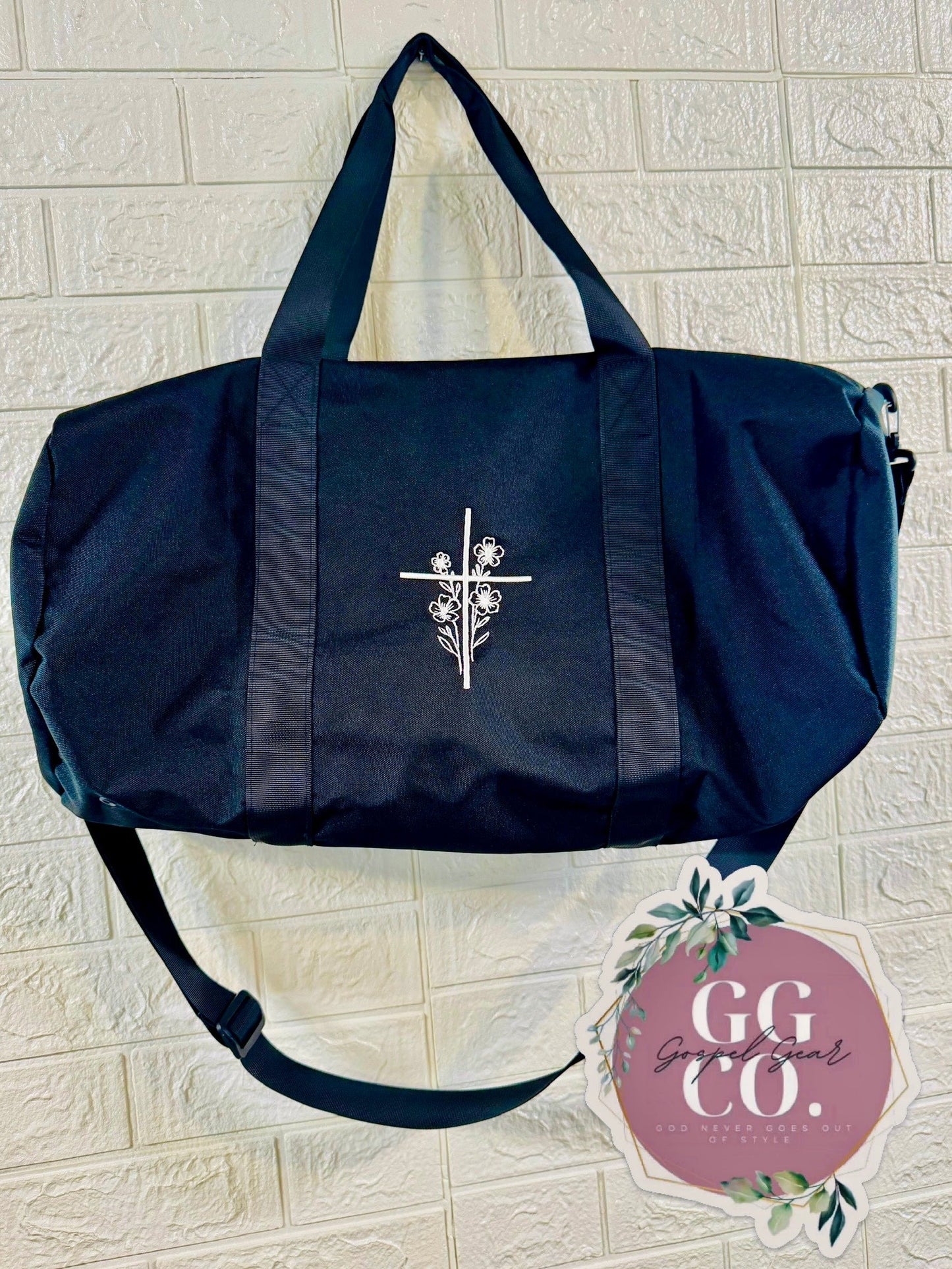 Floral Cross Embroidered Duffle Bag – Faith + Function