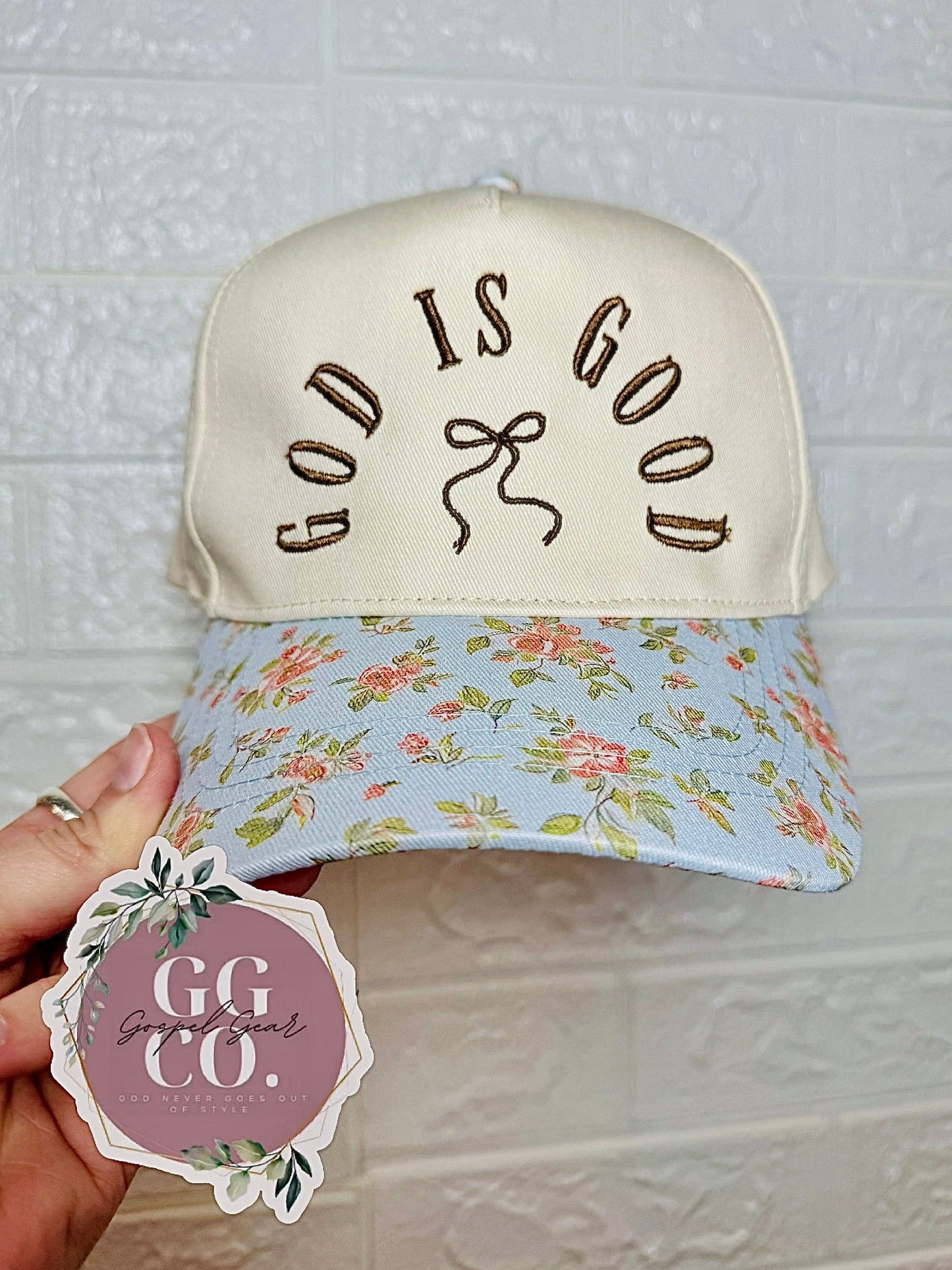 God Is Good Bow Embroidered Hat