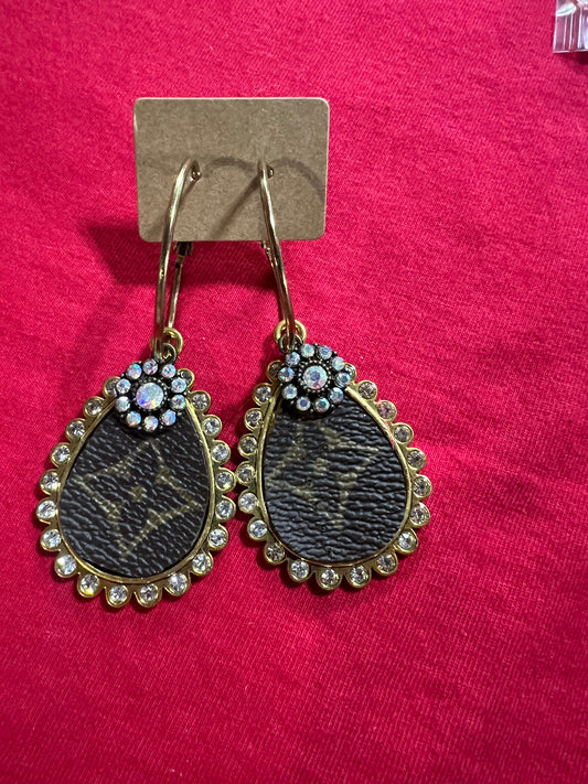 Up cycled authentic fabric earrings in stock