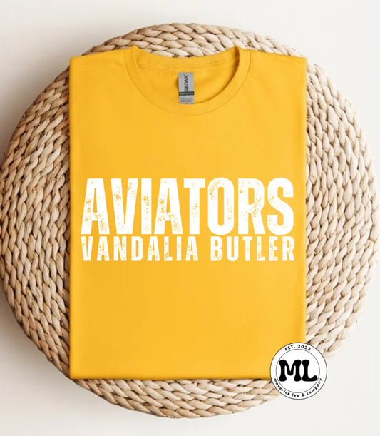 Vandalia Butler aviators white distressed