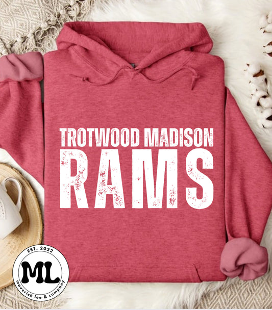 Trotwood Madison Rams white distressed