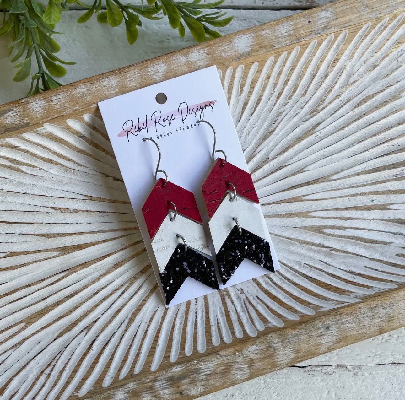 Cork/leather/wood earring collection