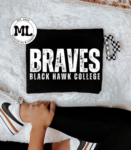 Black Hawk College - white distressed
