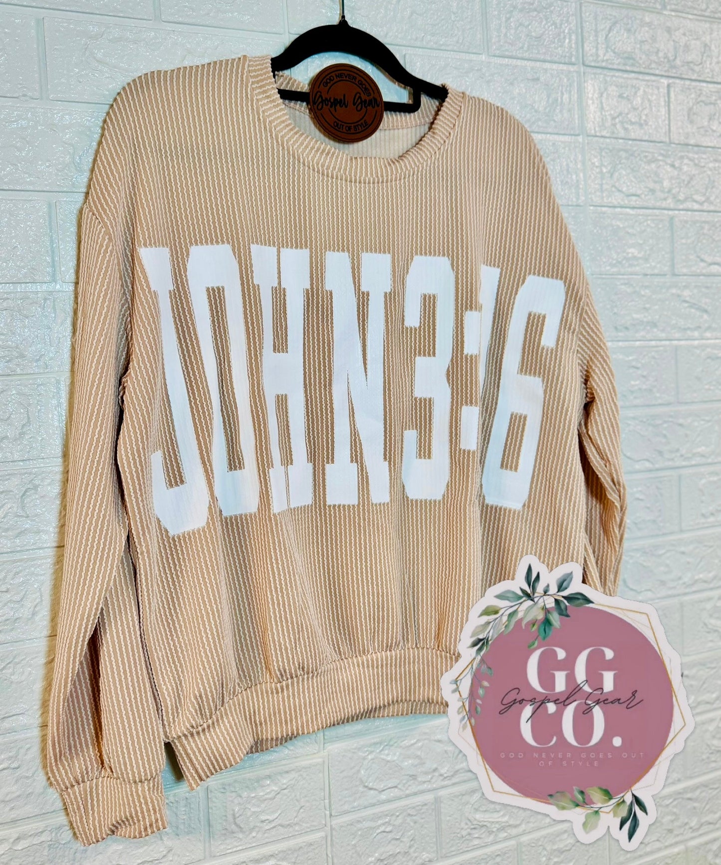 John 3:16 Christian Corded Crewneck Shirt, Corded Shirt, Christian Corded Crew, Christian Gift