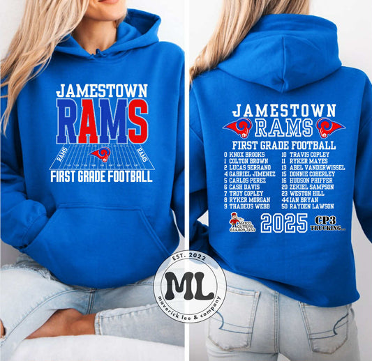 1st Grade Jamestown Rams with roster