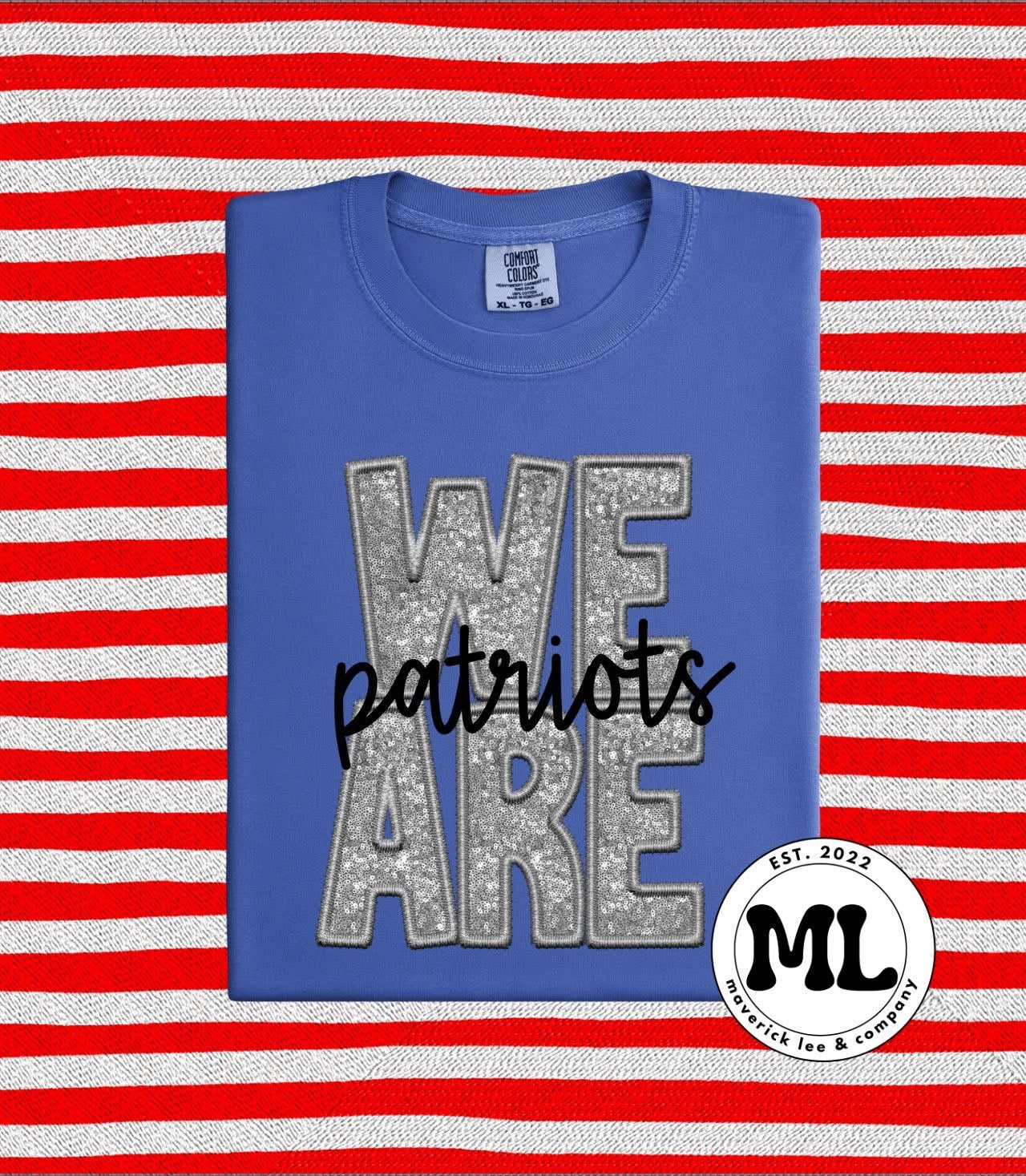 We are patriots faux embroidery