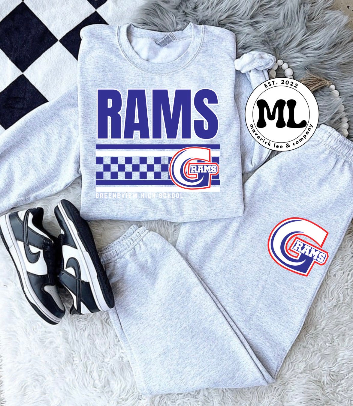 Greeneview Rams checkered jogger set
