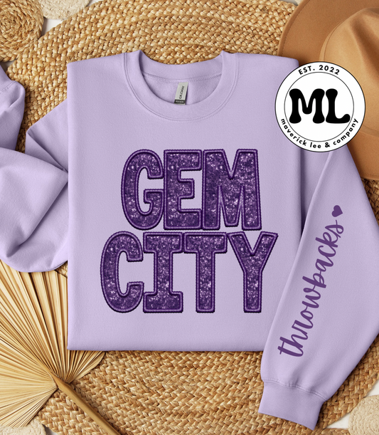 Gem City sequin + cursive