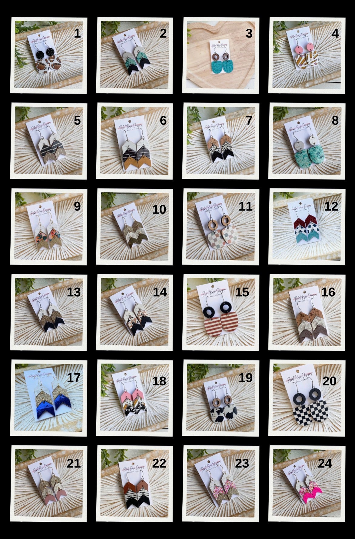 Cork/leather/wood earring collection