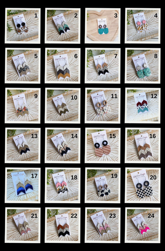 Cork/leather/wood earring collection