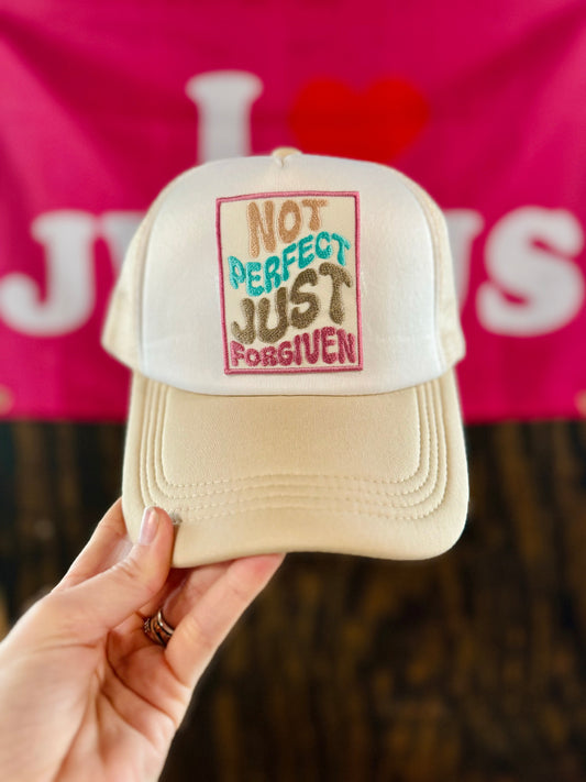 Not Perfect Just Forgiven Patch Trucker Hat
