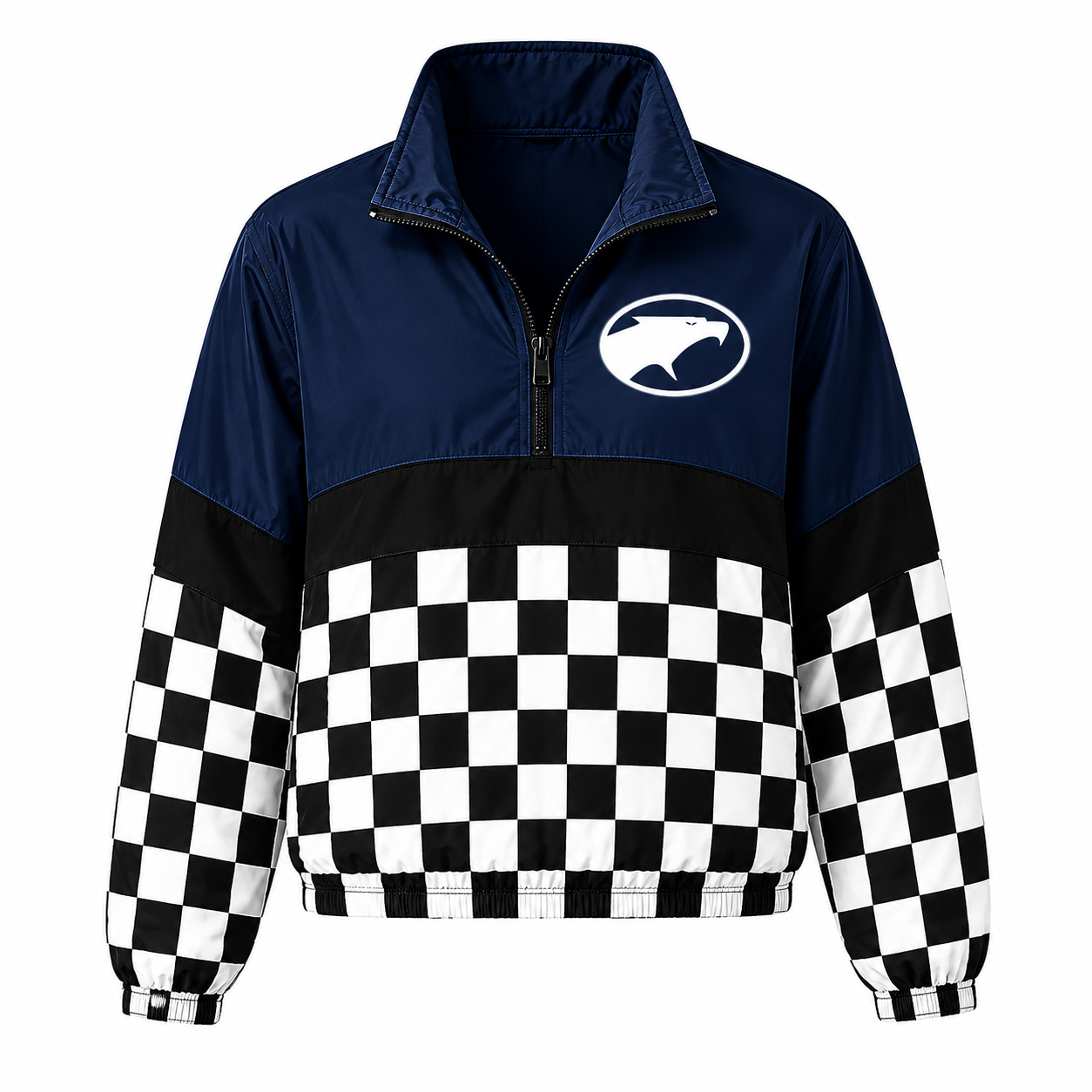 Quarter zip - Fairmont - Navy top / black stripe / black and white checkered bottom