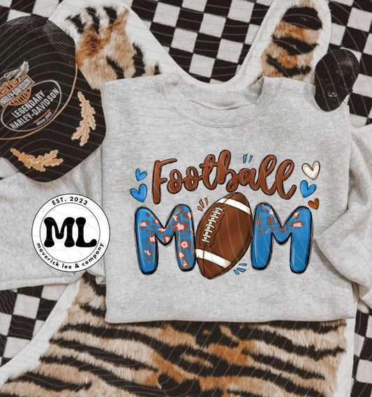 Football mom blue / brown and cheetah