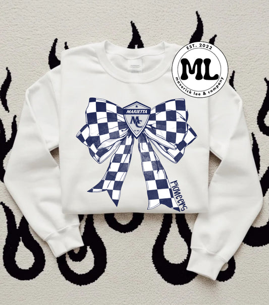 Marietta College checkered bow