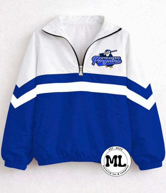 Quarter zip - Springboro penguins - blue with white stripe