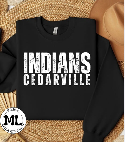 Cedarville Indians white distressed
