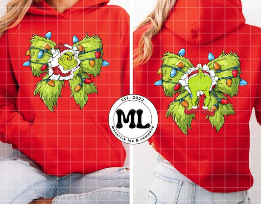Green bow front and back…side