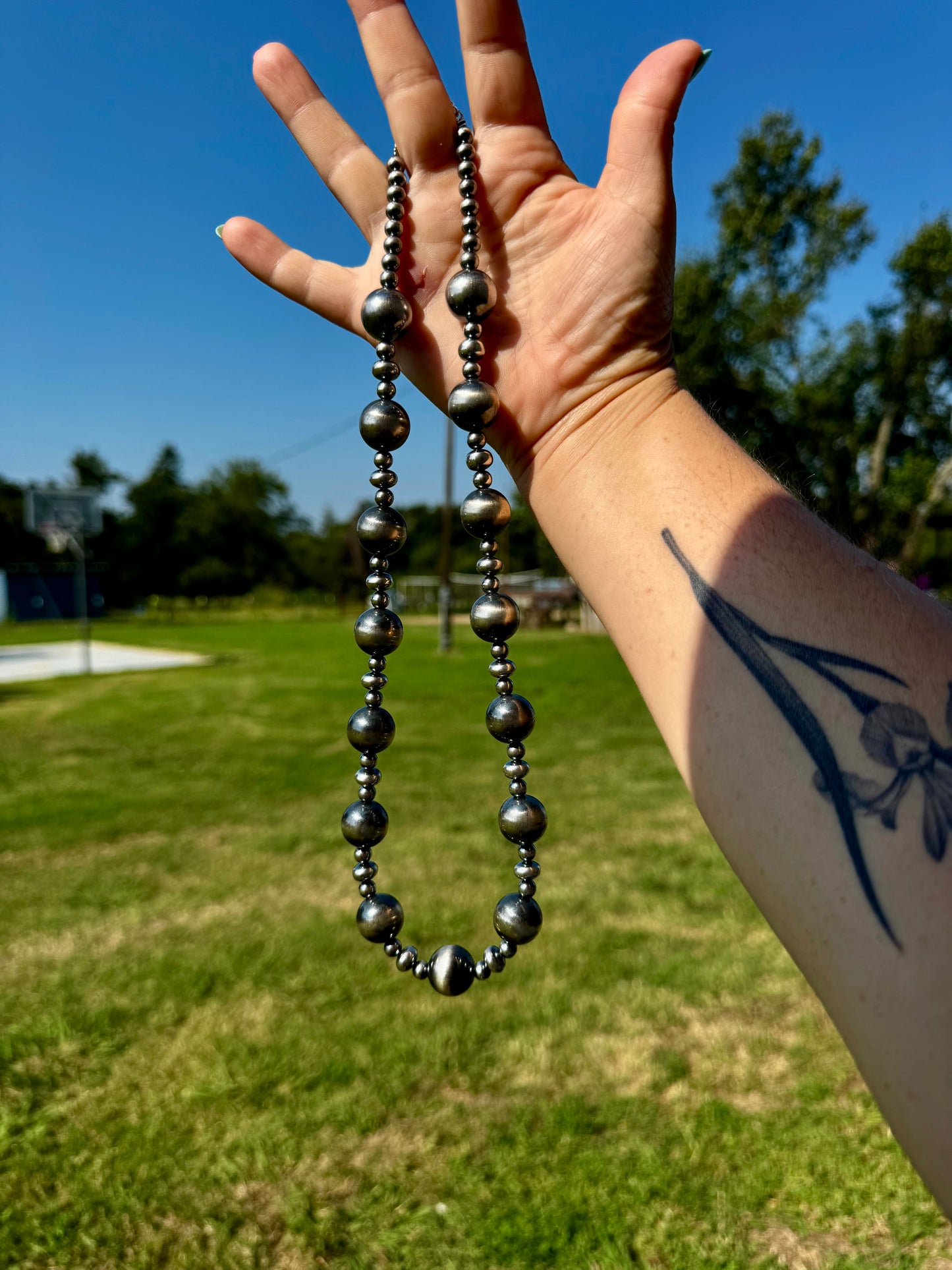 Sterling Silver Pearl Necklace – Mixed Sizes – 23"