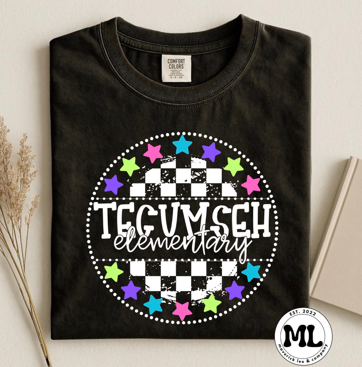 Tecumseh Elementary checkered with multicolored Stars
