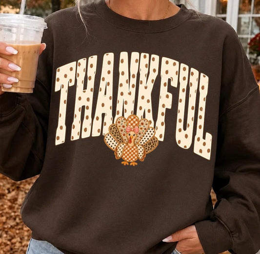 Polka dot thankful with turkey