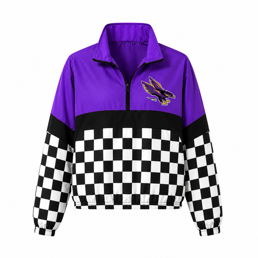 Quarter zip - Bellbrook - Purple top / black stripe / black and white checkered bottom