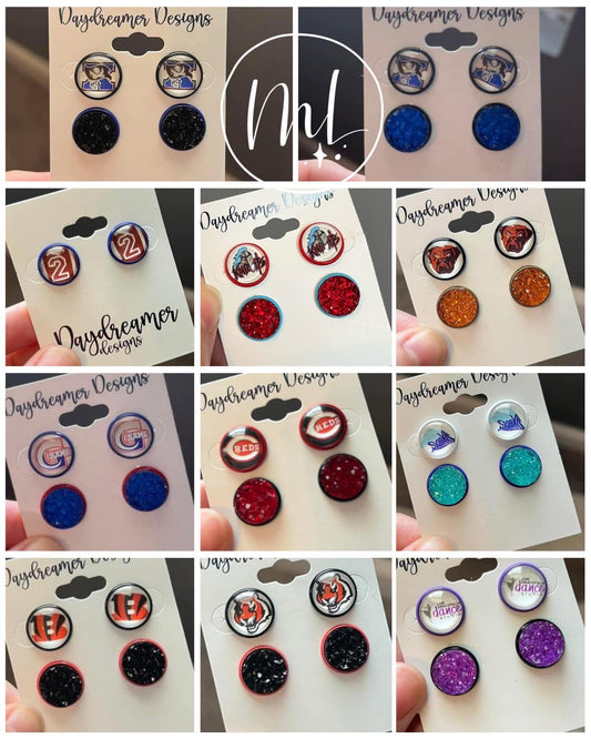 Logo & Druzy spirit earring set