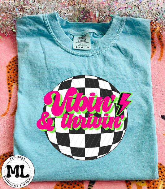 Vibin & Thrivin neon checkered disco ball