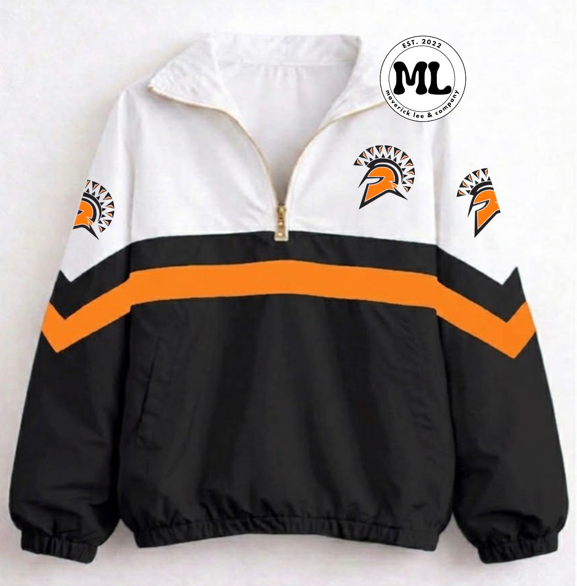 Quarter zip - Waynesville - Black with orange stripe